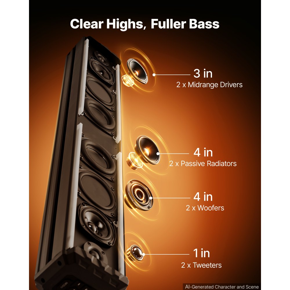 VEVOR UTV Sound Bar 34.8 Inch 8-Speaker Golf Cart Soundbar with Bluetooth, for UTVs ATVs Golf Carts Boats, Support Bluetooth USB AUX IN RF Remote, with RGB Multicolor Illumination, IP65 Waterproof