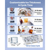VEVOR Commercial Ice Maker Machine infographic - customizable ice thickness and cycle time