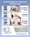 VEVOR Commercial Ice Maker - customizable ice thickness and cycle time, 144 cubes per cycle