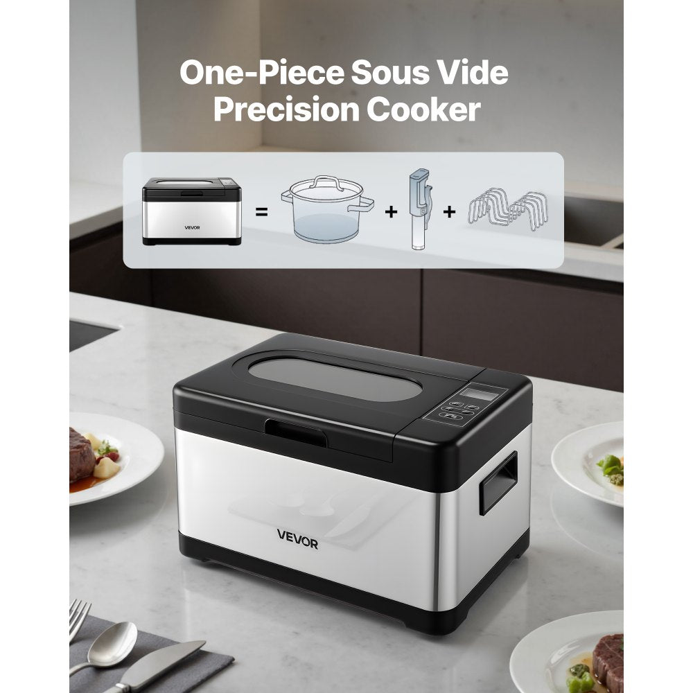 VEVOR Sous Vide Cooker, 800W Sous-Vide Machine, Suveed Cooking Machine with LED Digital Display, Glass Lid, Precise Temperature & Timer Control, for Family & Friends, All-in-One Sous Vide Pot