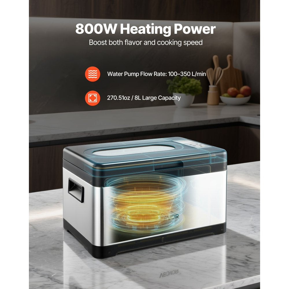 VEVOR Sous Vide Cooker, 800W Sous-Vide Machine, Suveed Cooking Machine with LED Digital Display, Glass Lid, Precise Temperature & Timer Control, for Family & Friends, All-in-One Sous Vide Pot