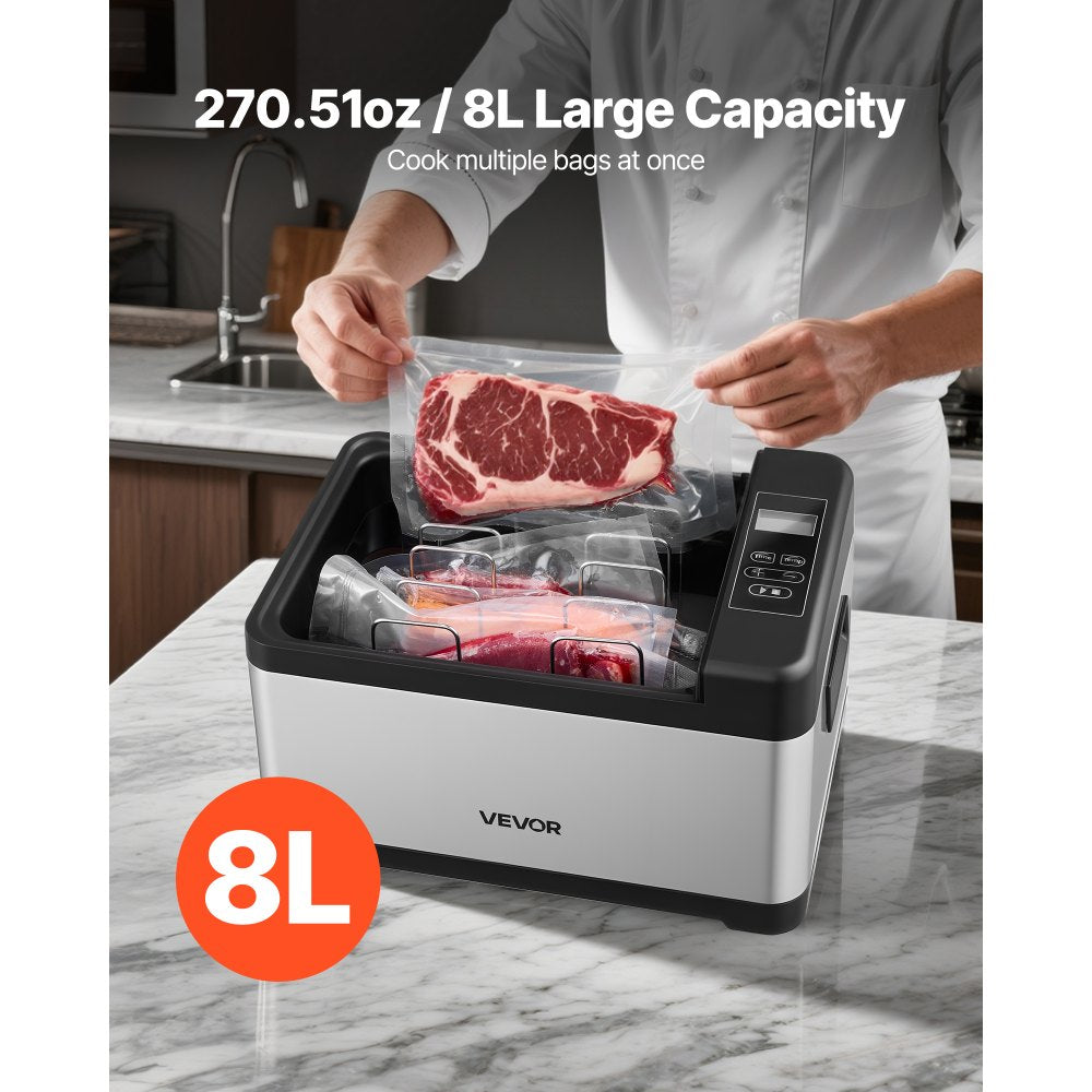 VEVOR Sous Vide Cooker, 800W Sous-Vide Machine, Suveed Cooking Machine with LED Digital Display, Glass Lid, Precise Temperature & Timer Control, for Family & Friends, All-in-One Sous Vide Pot