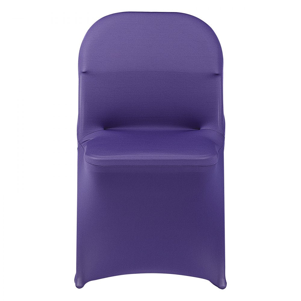 VEVOR 50 Pcs Purple Chair Covers, Polyester Spandex Chair Cover, Stretch Slipcovers for Wedding Party Dining Banquet Flat-Front Chair Covers, Fits Chair Measures up to 17.72 x 18.11 x 30.31 inch