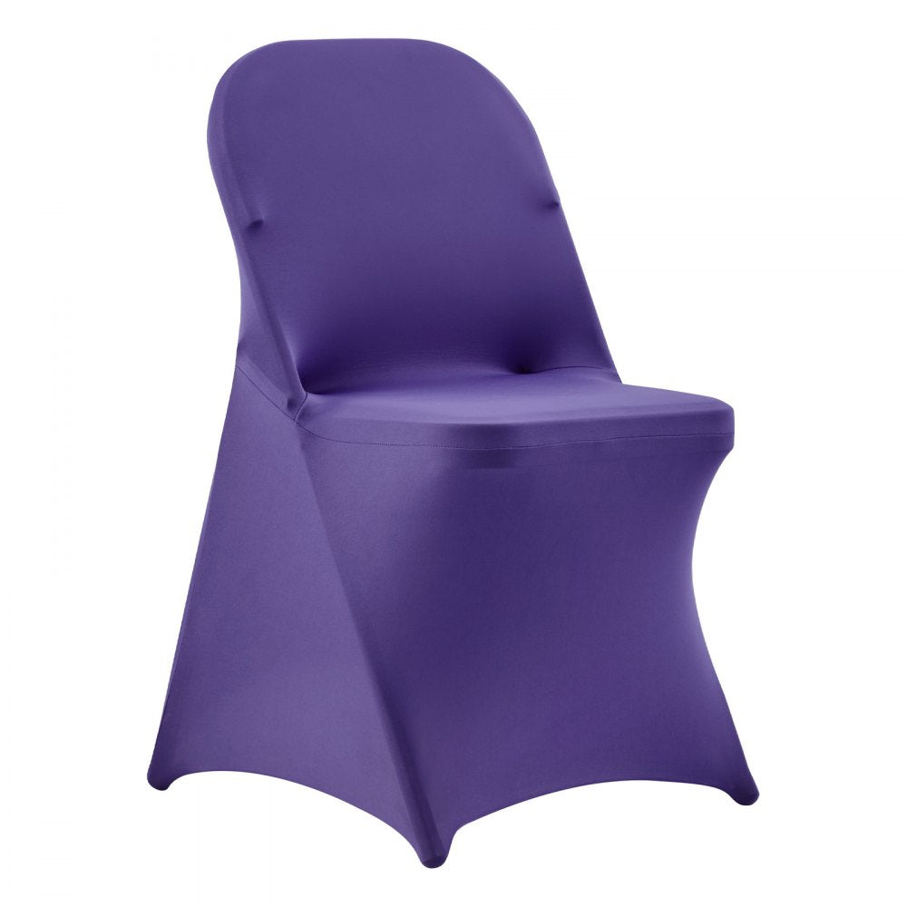 VEVOR 50 Pcs Purple Chair Covers, Polyester Spandex Chair Cover, Stretch Slipcovers for Wedding Party Dining Banquet Flat-Front Chair Covers, Fits Chair Measures up to 17.72 x 18.11 x 30.31 inch