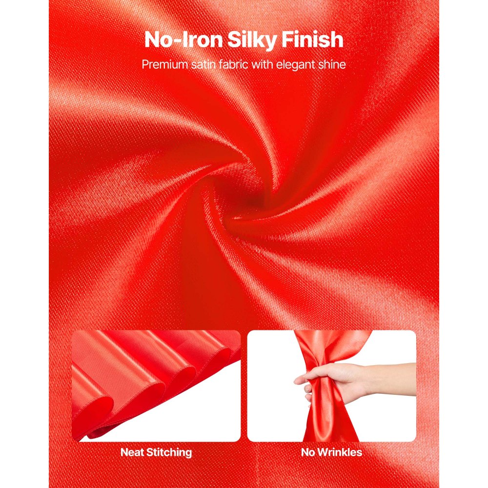 VEVOR Satin Chair Sashes Bows, 100PCS Chair Ribbon Ties Back Sash, 7 x 108 inch, Red Wedding Reception Decoration, for Wedding Ceremony Baby Shower Party Events Banquet Chair Cover Decoration