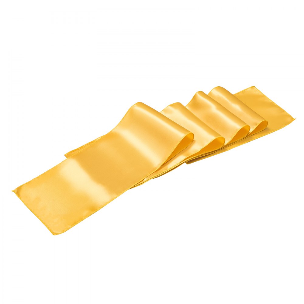 VEVOR Satin Chair Sashes Bows, 100PCS Chair Ribbon Ties Back Sash, 7 x 108 inch, Gold Wedding Reception Decoration, for Wedding Ceremony Baby Shower Party Events Banquet Chair Cover Decoration