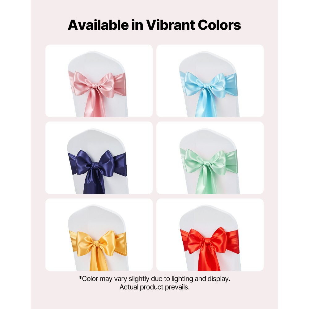 VEVOR Satin Chair Sashes Bows, 50PCS Chair Ribbon Ties Back Sash, 7 x 108 inch, Rose Gold Wedding Reception Decoration, for Wedding Ceremony Baby Shower Party Events Banquet Chair Cover Decoration