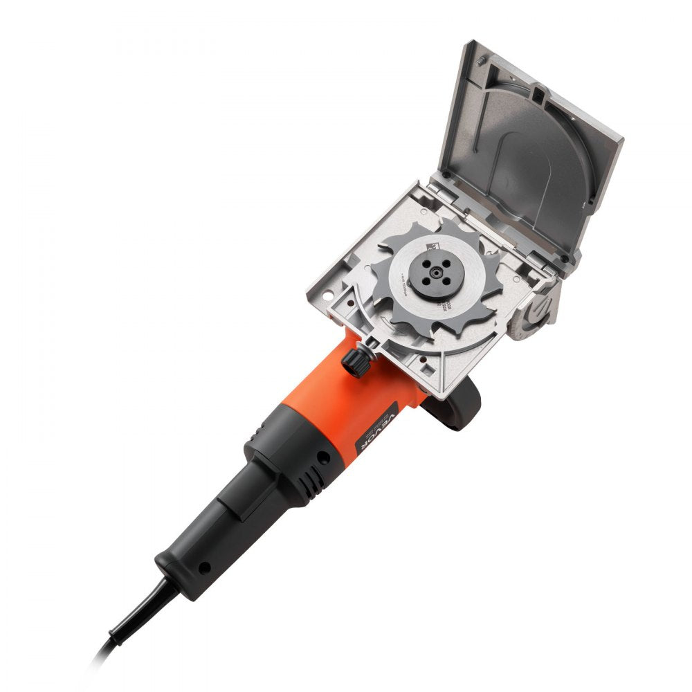 VEVOR Biscuit Plate Joiner, 5.9A, Plate Joiner Tool Kit with 11,600 RPM 760W Motor, 45-Degree Locating Notch, Carbide Tipped Blade, Wood Biscuits, Dust Bag, Adjustable Angle & Depth, for Woodworking
