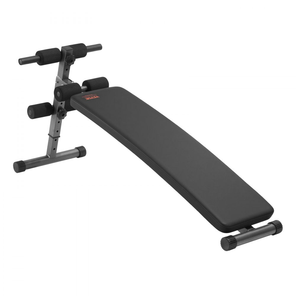 VEVOR Sit Up Bench, Folding Curved Decline Ab Bench, with 5 Adjustable Height Settings, Heavy-Duty Steel, Non-Slip Design, 500 Lbs Capacity for Home Gym Workouts, Strength Training, Full Body Muscles