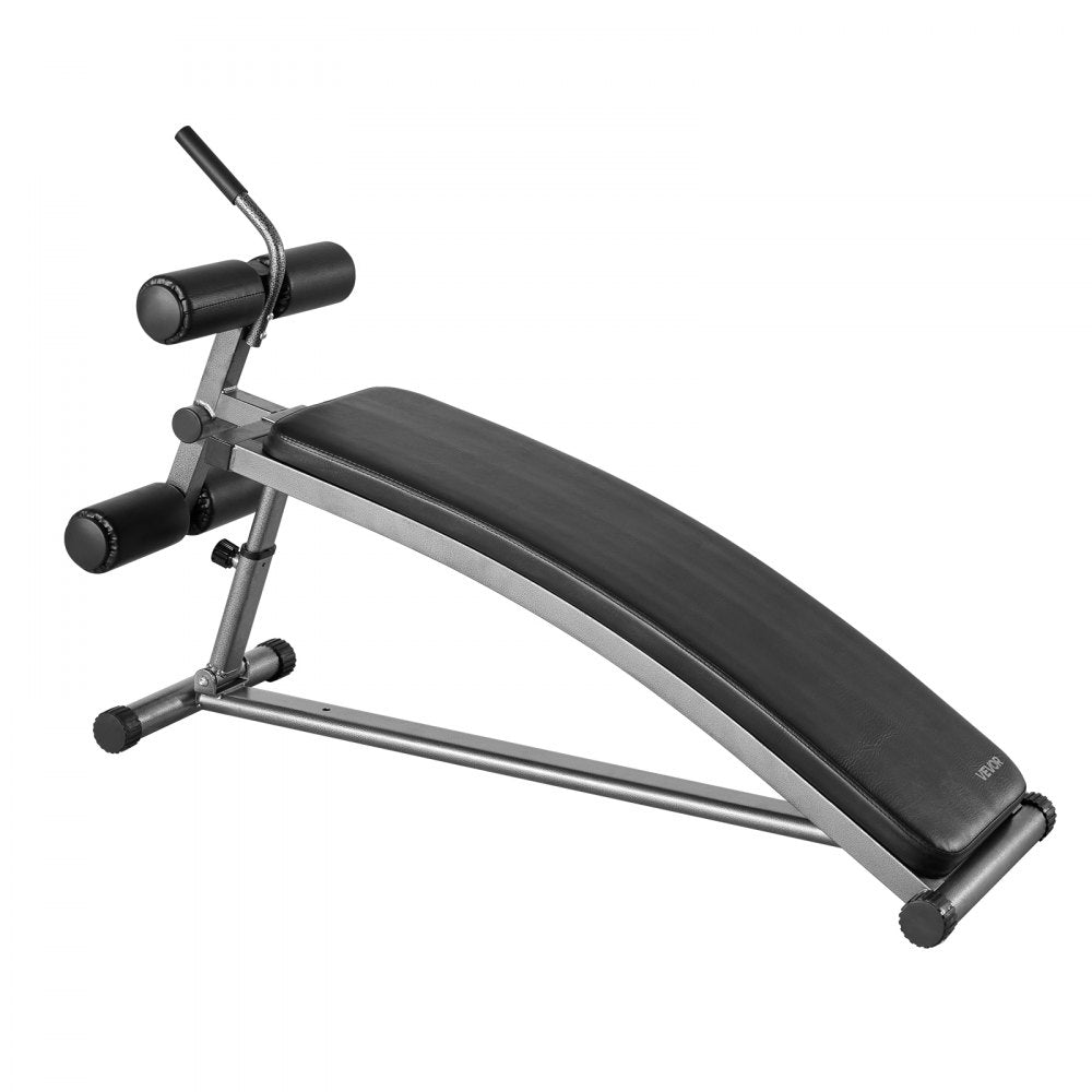 VEVOR Sit Up Bench, Curved Decline Ab Bench with Reverse Crunch Handle, with 6 Adjustable Height Setting, Heavy Duty Steel, 600 Lbs Capacity for Home Gym Workouts, Strength Training, Full Body Muscles