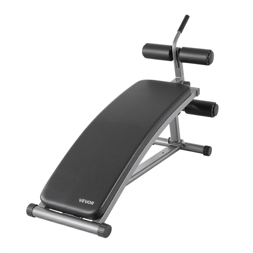 VEVOR Sit Up Bench, Curved Decline Ab Bench with Reverse Crunch Handle, with 6 Adjustable Height Setting, Heavy Duty Steel, 600 Lbs Capacity for Home Gym Workouts, Strength Training, Full Body Muscles