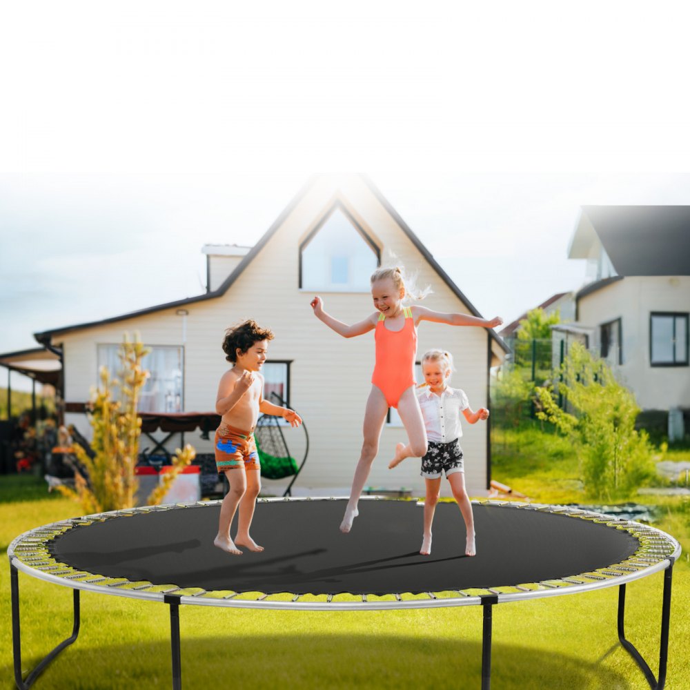 VEVOR Replacement Trampoline Mat, Jumping Mat Fits 15ft Frame, Universal Jumping Mat for 15ft Round Trampoline, Reinforce UV-Resistant Mat with Spring Tool & Durable V-Rings, Fit 6.5" Spring Length