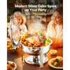 VEVOR Chafing Dish Buffet Set, 5 Qt 2 Pack, Stainless Steel Chafer with 2 Full Size Pan, Round Catering Warmer Server with Glass Lid Water Pan Folding Stand Fuel Holder, for Wedding Party Banquet, Silver