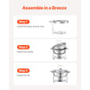 VEVOR Chafing Dish Buffet Set, 5 Qt 2 Pack, Stainless Steel Chafer with 2 Full Size Pan, Round Catering Warmer Server with Glass Lid Water Pan Folding Stand Fuel Holder, for Wedding Party Banquet, Silver