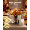 VEVOR Chafing Dish Buffet Set, 5 Qt 4 Pack, Stainless Steel Chafer with 4 Full Size Pan, Round Catering Warmer Server with Glass Lid Water Pan Folding Stand Fuel Holder, for Wedding Party Banquet