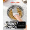VEVOR Chafing Dish Buffet Set, 5 Qt 4 Pack, Stainless Steel Chafer with 4 Full Size Pan, Round Catering Warmer Server with Glass Lid Water Pan Folding Stand Fuel Holder, for Wedding Party Banquet