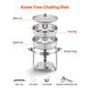 VEVOR Chafing Dish Buffet Set, 5 Qt 4 Pack, Stainless Steel Chafer with 4 Full Size Pan, Round Catering Warmer Server with Glass Lid Water Pan Folding Stand Fuel Holder, for Wedding Party Banquet
