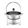 VEVOR Chafing Dish Buffet Set, 5 Qt 4 Pack, Stainless Steel Chafer with 4 Full Size Pan, Round Catering Warmer Server with Glass Lid Water Pan Folding Stand Fuel Holder, for Wedding Party Banquet