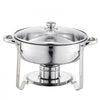 VEVOR Chafing Dish Buffet Set, 5 Qt 4 Pack, Stainless Steel Chafer with 4 Full Size Pan, Round Catering Warmer Server with Glass Lid Water Pan Folding Stand Fuel Holder, for Wedding Party Banquet