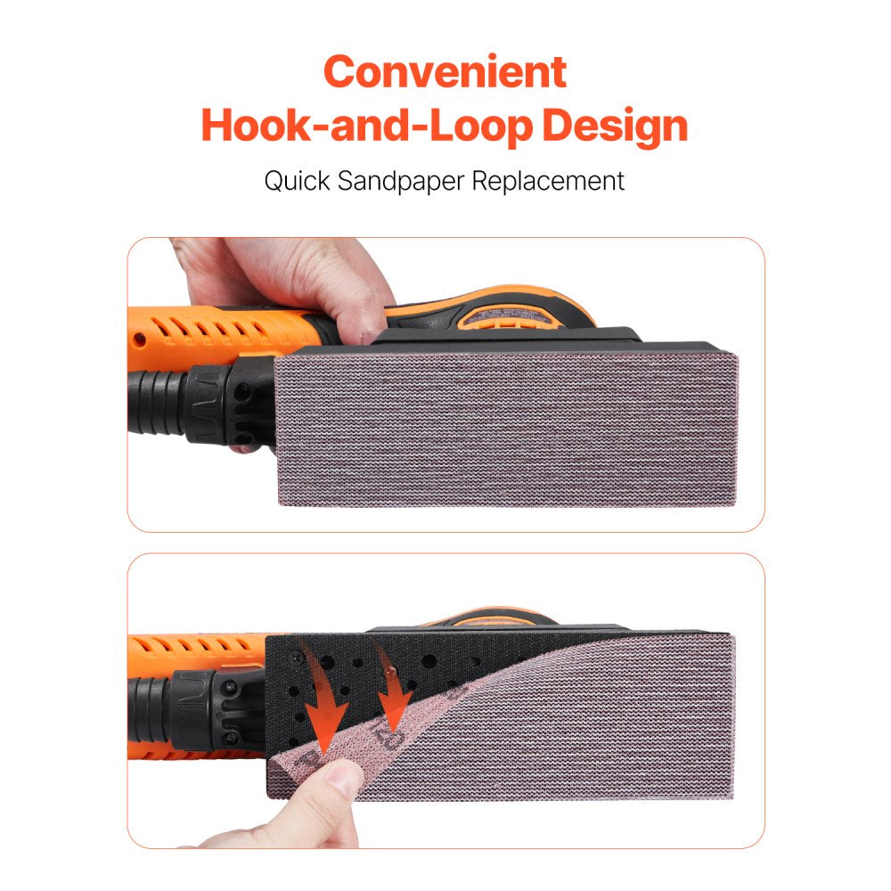 VEVOR Sheet Sander, 3/8 Sheet 3A EC Brushless Sander, Max. 10000RPM Variable Speed Sheet Finishing Sander with 10PCS Sandpapers and Vacuum Cleaner Adapter for Woodworking