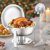 VEVOR Chafing Dish Buffet Set, 5 Qt 2 Pack, Stainless Steel Chafer with 2 Full Size Pans, Round Catering Warmer Server with Lid Water Pan Folding Stand Clip, for Weddings Parties Banquets, Silver