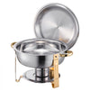 VEVOR Chafing Dish Buffet Set, 5 Qt 4 Pack, Stainless Steel Chafer with 4 Full Size Pans, Round Catering Warmer Server with Lid Water Pan Folding Stand Clip, for Weddings Parties Banquets, Gold
