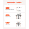 VEVOR Chafing Dish Buffet Set, 5 Qt 4 Pack, Stainless Steel Chafer with 4 Full Size Pans, Round Catering Warmer Server with Lid Water Pan Folding Stand Clip, for Weddings Parties Banquets, Rose Gold