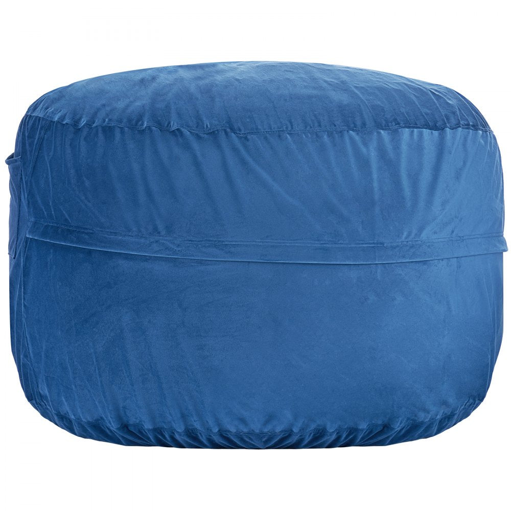 VEVOR Bean Bag Chair, Round BeanBag Chair with Removable & Washable Cover for Adult, Dutch Velvet & High-Density Foam Filling Adult Bean Bag with Handle and Side Pocket for Living Room, Bedroom, Blue