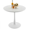 VEVOR Round Dining Table, 31.5 in Wood Table for 2-4 Person, Modern Circle Furniture, Leisure Coffee Office Tables with Pedestal Base in Tulip Design, for Home Kitchen Living Room, White(Only Table)