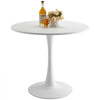 VEVOR Round Dining Table, 31.5 in Wood Table for 2-4 Person, Modern Circle Furniture, Leisure Coffee Office Tables with Pedestal Base in Tulip Design, for Home Kitchen Living Room, White(Only Table)
