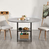 VEVOR Round Dining Table, 47 inch Wood Table for 4-6 Person, Modern Circle Dinner Furniture, Leisure Tables with Storage Shelf and Metal Legs, for Home Kitchen Living Room, Grey (Only Table)