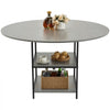 VEVOR Round Dining Table, 47 inch Wood Table for 4-6 Person, Modern Circle Dinner Furniture, Leisure Tables with Storage Shelf and Metal Legs, for Home Kitchen Living Room, Grey (Only Table)