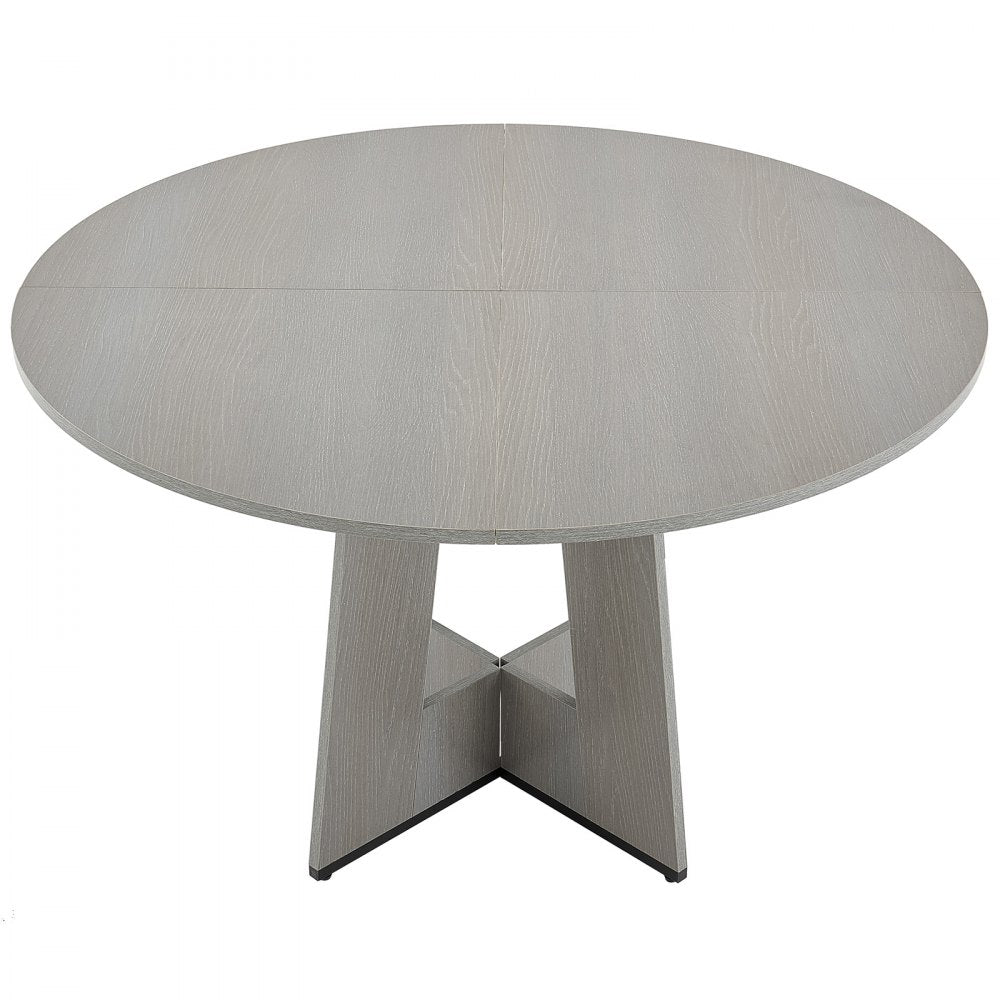 VEVOR Round Dining Table, 47 inch Wood Table for 4-6 Person, Farmhouse Circle Dinner Furniture, Rustic Leisure Tables with Thick Wooden Legs, for Home Kitchen Living Room, Grey (Only Table)