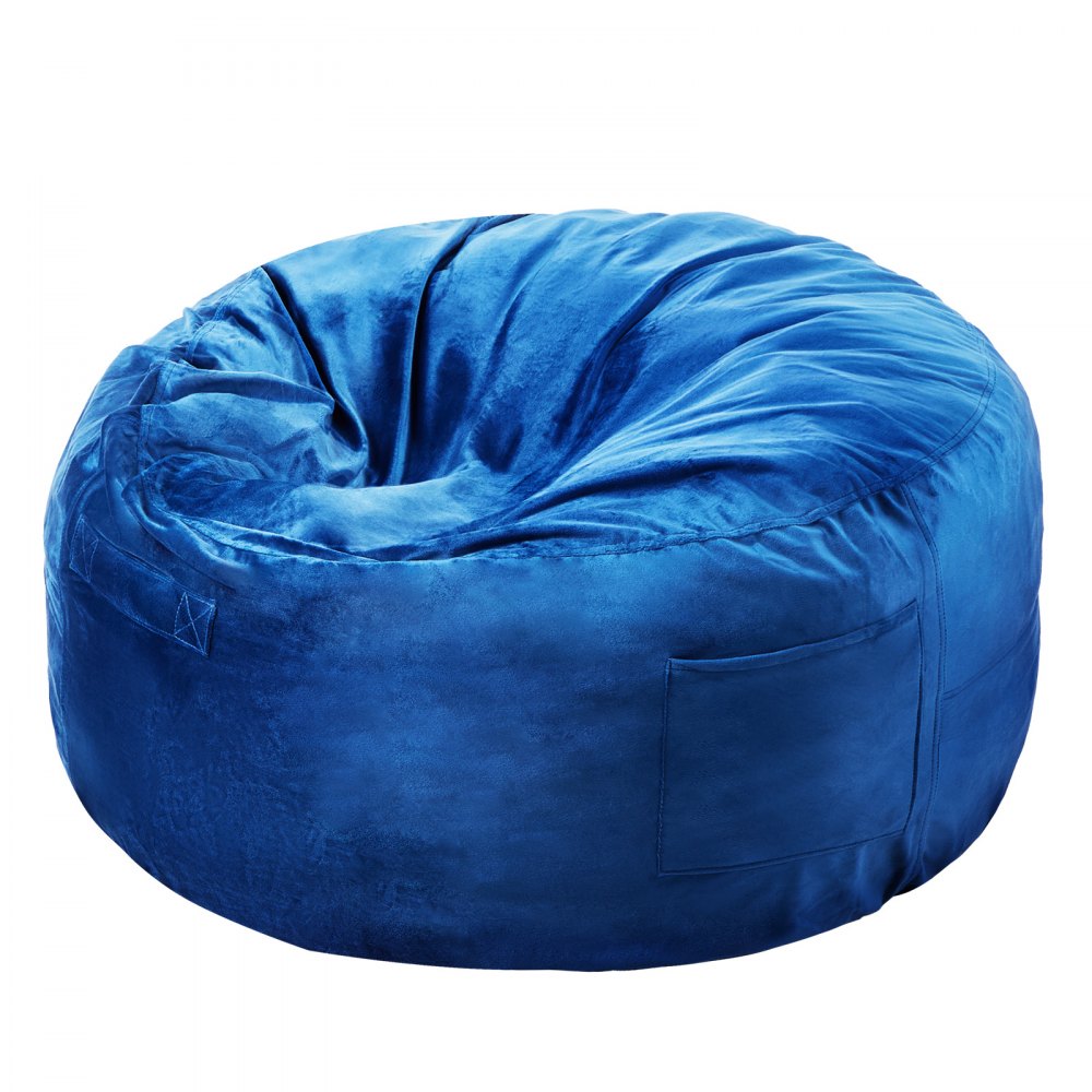 VEVOR Bean Bag Chair, 3 feet Round Bean Bag Chair with Removable and Washable Cover, 25D Memory Foam Filled with Soft and Smooth Dutch Velvet, Bean Bag for Bedroom or Playroom, Blue