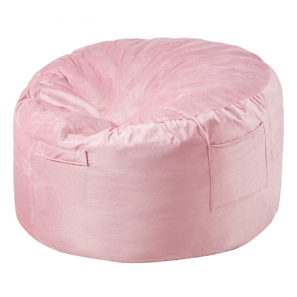 VEVOR Bean Bag Chair, 3 feet Round Bean Bag Chair with Removable and Washable Cover, 25D Memory Foam Filled with Soft and Smooth Dutch Velvet, Bean Bag for Bedroom or Playroom, Pink