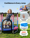 VEVOR 55" Trampoline for Kids, 4.6 FT Toddler Mini Trampoline, 132 lbs Capacity Indoor Outdoor Play Toys with Enclosure Net, Swing, and Basketball Hoop, Christmas Toys Birthday Gifts for Girls Boys