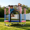 VEVOR 55" Trampoline for Kids, 4.6 FT Toddler Mini Trampoline, 132 lbs Capacity Indoor Outdoor Play Toys with Enclosure Net, Swing, and Basketball Hoop, Christmas Toys Birthday Gifts for Girls Boys