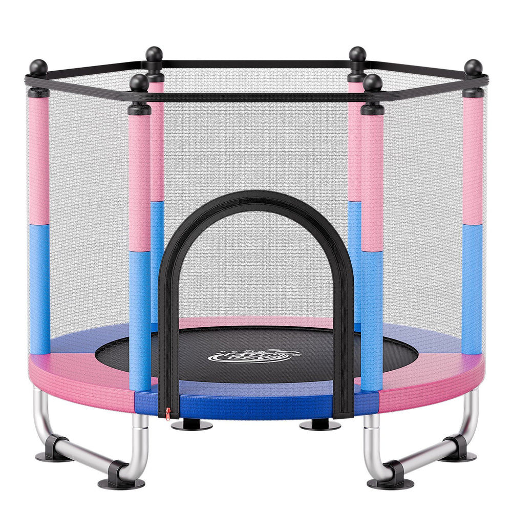 VEVOR 55" Trampoline for Kids, 4.6 FT Toddler Mini Trampoline, 132 lbs Capacity Indoor Outdoor Play Toys with Enclosure Net, Swing, and Basketball Hoop, Christmas Toys Birthday Gifts for Girls Boys
