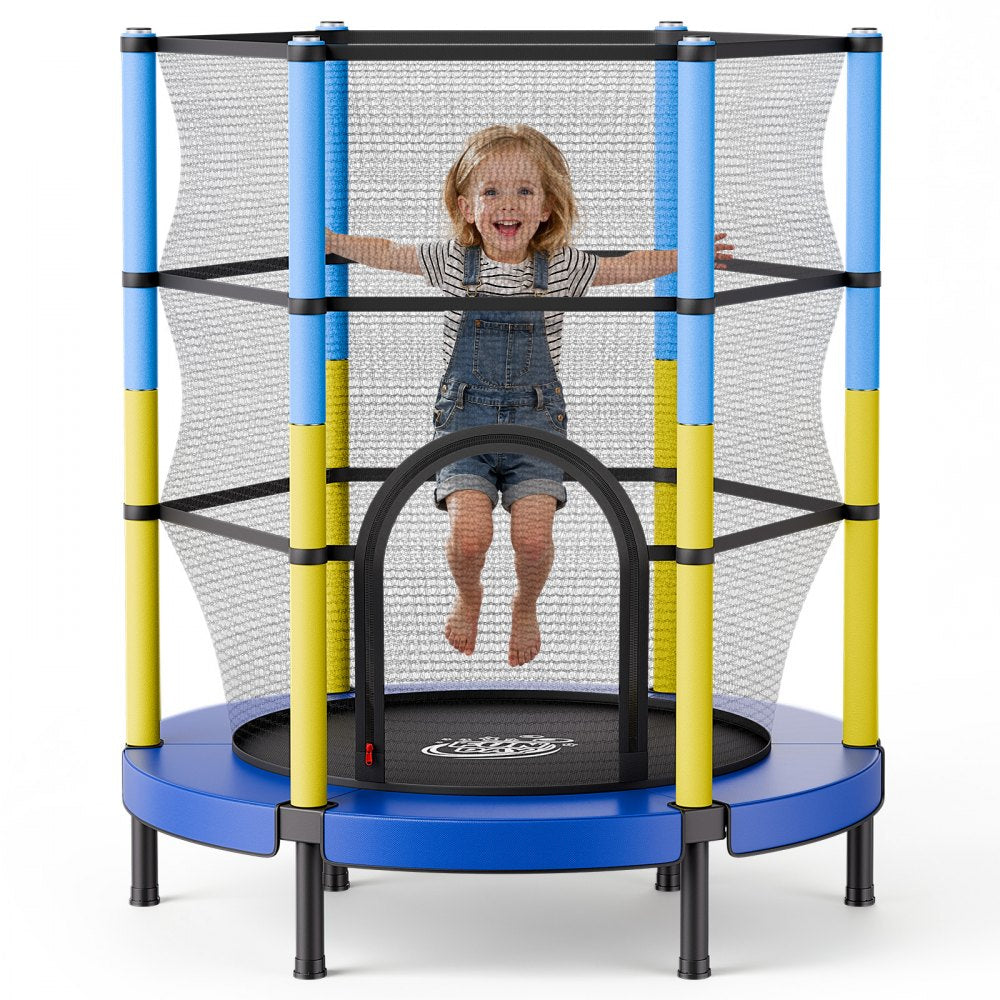 VEVOR 55" Trampoline for Kids, 4.6 FT Toddler Mini Trampoline, 132 lbs Capacity Indoor Outdoor Play Toys with Enclosure Net, Easy to Assemble, Christmas Toys Birthday Gifts for Girls Boys