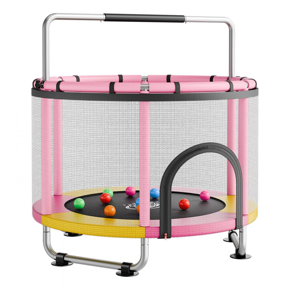 VEVOR 60" Trampoline for Kids, 5 FT Toddler Mini Trampoline, 132 lbs Indoor Outdoor Play Toys with Enclosure Net and Adjustable Gymnastics Bar, Christmas Toys Birthday Gifts for Girls Boys