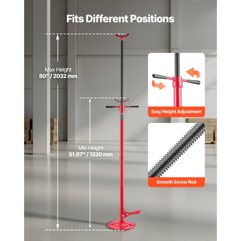 VEVOR Underhoist Support Stand, 3/4 Ton (1653 lbs) Capacity Under Hoist Jack Stand, Lifting from 51.97" to 80", Bearing Mounted Spin Handle, Foot Pedal, 12" Diameter Base, Support Vehicle Components