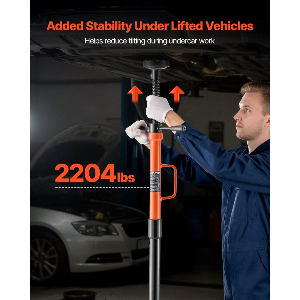VEVOR Underhoist Support Stand, 1 Ton (2204 lbs) Capacity Under Hoist Jack Stand with Handle, Adjustable Height, Bearing Mounted Spin Handle, Self-Locking Threaded Screw, Support Vehicle Components