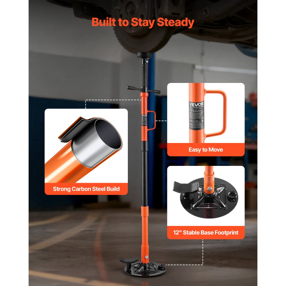 VEVOR Underhoist Support Stand, 1 Ton (2204 lbs) Capacity Under Hoist Jack Stand with Handle, Adjustable Height, Bearing Mounted Spin Handle, Self-Locking Threaded Screw, Support Vehicle Components