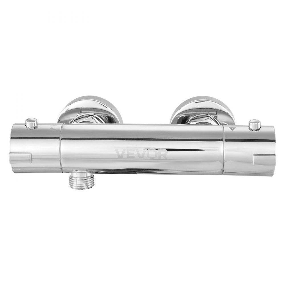 VEVOR Thermostatic Shower Faucet Valve, 100℉ Secure Lock Thermostatic Shower Valve Trim Mixer, Hot Cold Water Showering Faucet Temperature Control Valves for Bathroom, RV, Leak-Proof & Chrome Plated
