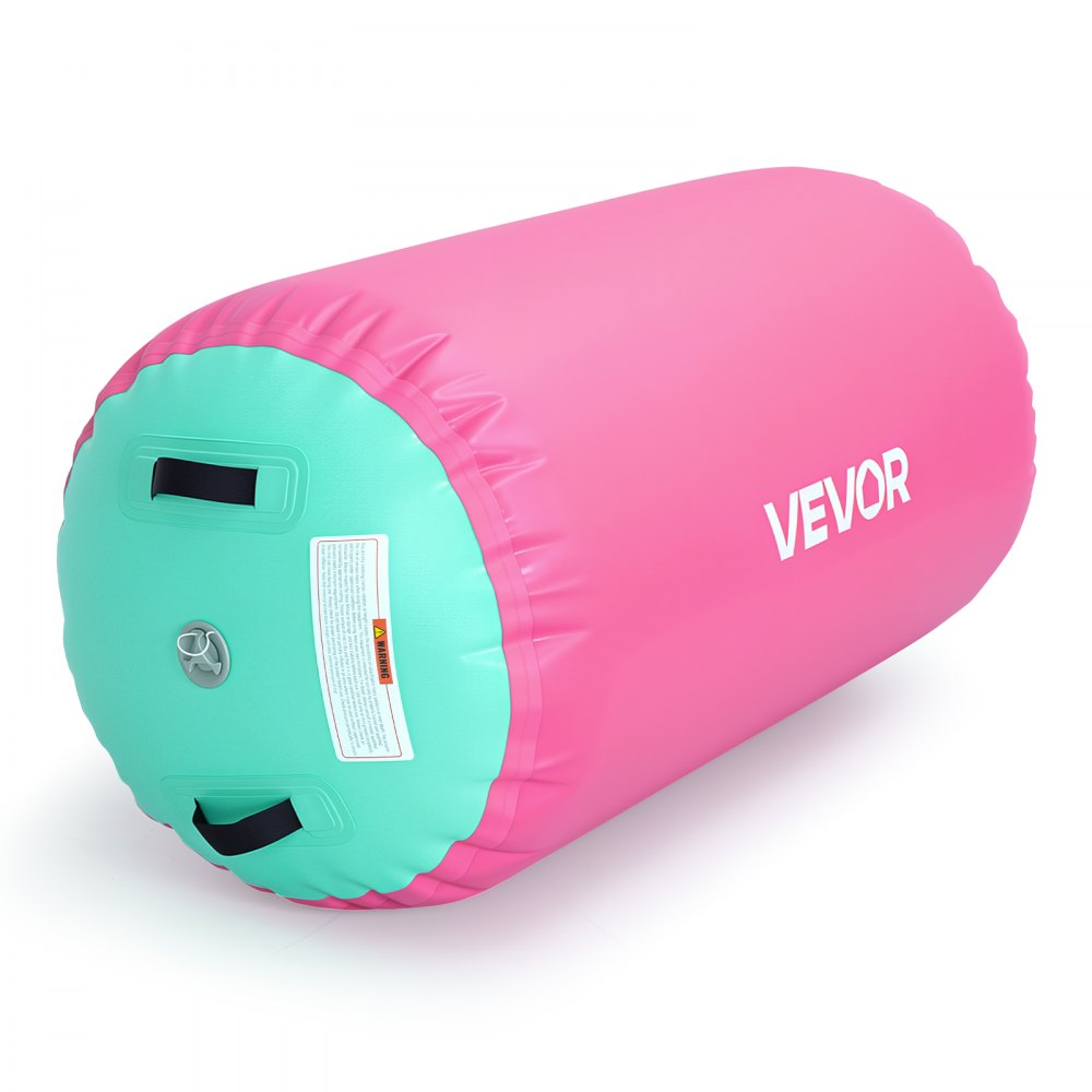VEVOR Gymnastics Barrel Air Roller 23.6x40 in Inflatable Tumbling Air Mat, Octagon Tumbler Trainer with Electric Pump, Equipment for Back Handspring Training/Home Use/Gym/Yoga/Cheerleading, Pink