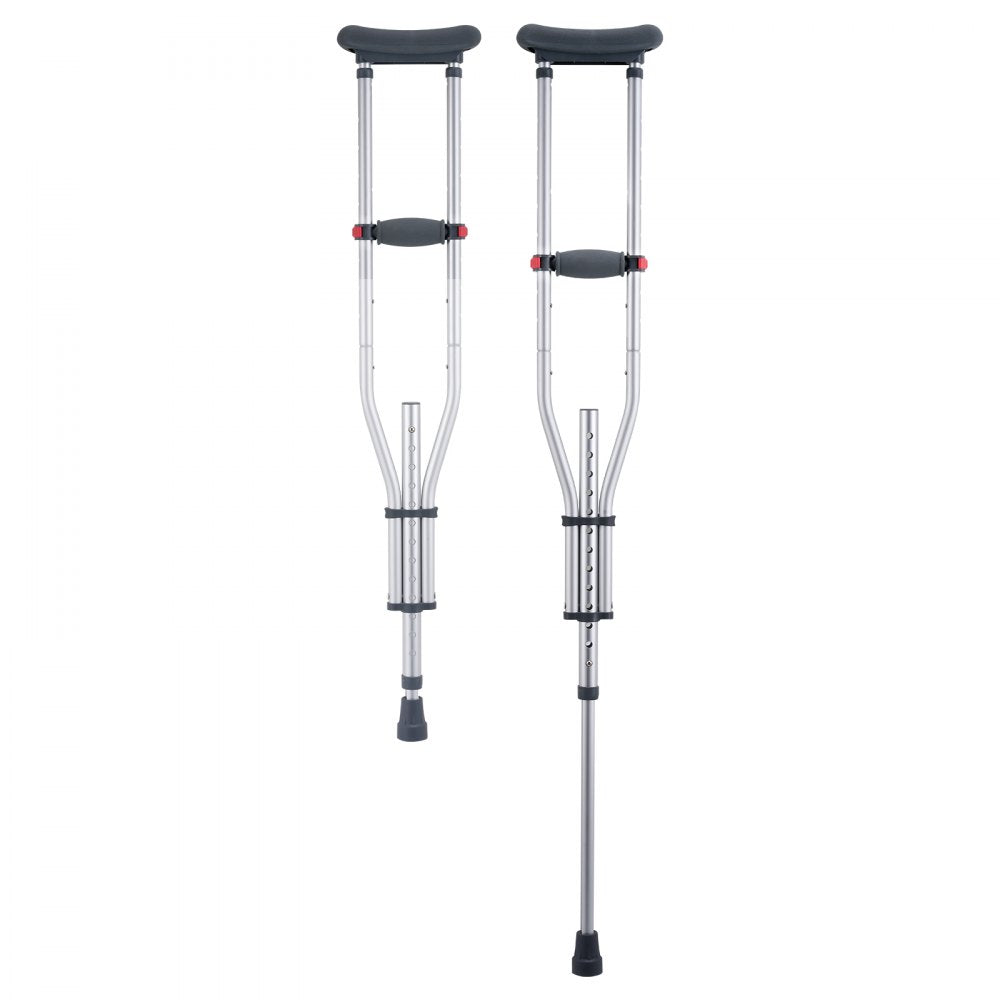 VEVOR Underarm Crutches, 13-Level Height Adjustable Underarm Walking Crutches, Lightweight Aluminum Crutches for Adults Teenager - with Soft Underarm Pad for Leg Injury Surgery Disabled, 1 Pair 300LBS