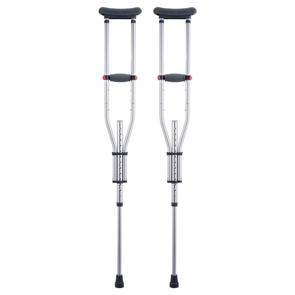 VEVOR Underarm Crutches, 13-Level Height Adjustable Underarm Walking Crutches, Lightweight Aluminum Crutches for Adults Teenager - with Soft Underarm Pad for Leg Injury Surgery Disabled, 1 Pair 300LBS