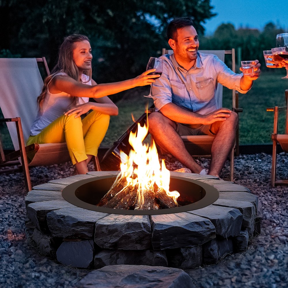 VEVOR Fire Pit Ring, 36-Inch Outer/30-Inch Inner Diameter, 10inch Height 2.5mm Thick Fire Pit Insert, Heavy Duty Carbon Steel Liner DIY Campfire Ring above or In-Ground, for Outdoor Camping, Bonfires