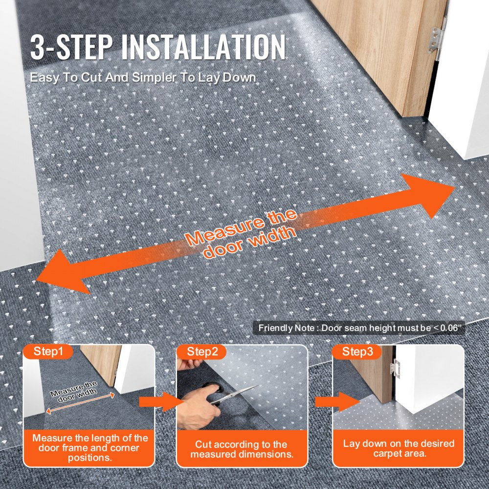 VEVOR Carpet Protector for Pets, 24" x 25' PVC Scratch-Proof Cat Carpet Protector for Doorway, Anti-Slip Cat Scratch Protector Mat, Easy to Cut Plastic Carpet Scratch Stopper, Cat Scratch Guard Carpet