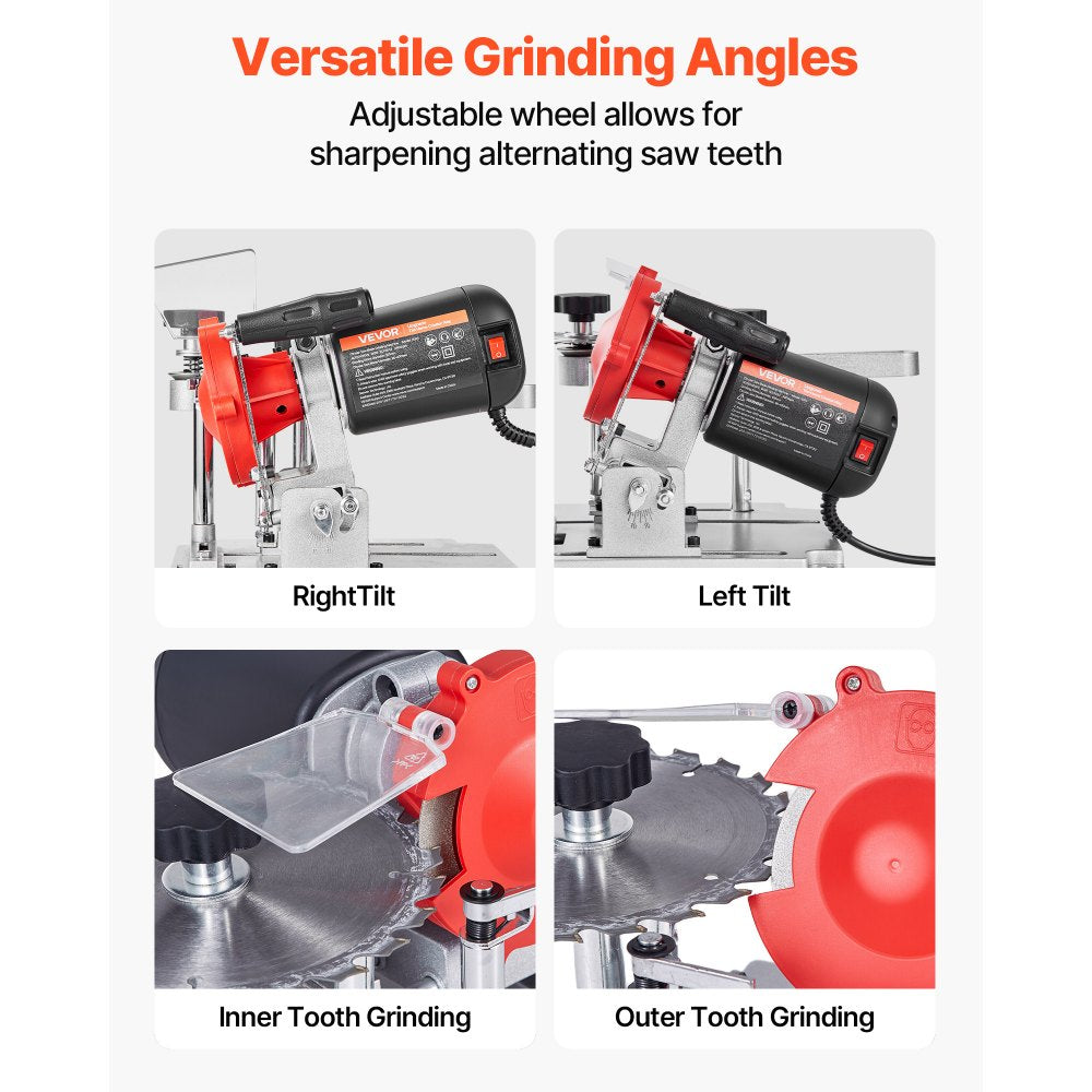 VEVOR Circular Saw Blade Sharpener, 140W 3800RPM Electric Saw Blade Sharpening Machine with 4" Ceramic & Diamond Grinding Wheels - Fits 3.5" to 15.7" Diameter Circular Saw Blades